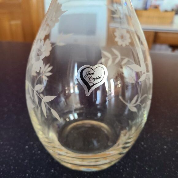 Javit Crystal Wine Decanter Made In Turkey Etched Floral Glass Barware - Picture 8 of 15